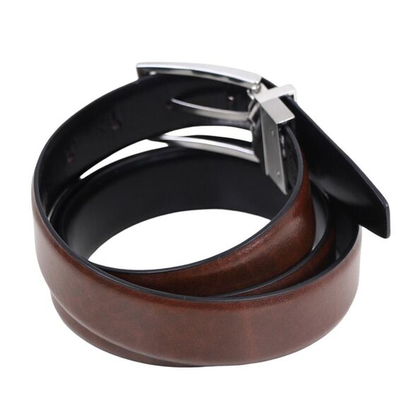 Nordstrom BLACK BROWN REAL LEATHER 1 1/8"Wd REVERSIBLE CASUAL DRESS BELT 38 (13M - Picture 4 of 16